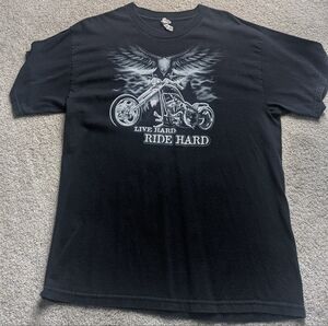 Live Hard Ride Hard Black Graphic Tee